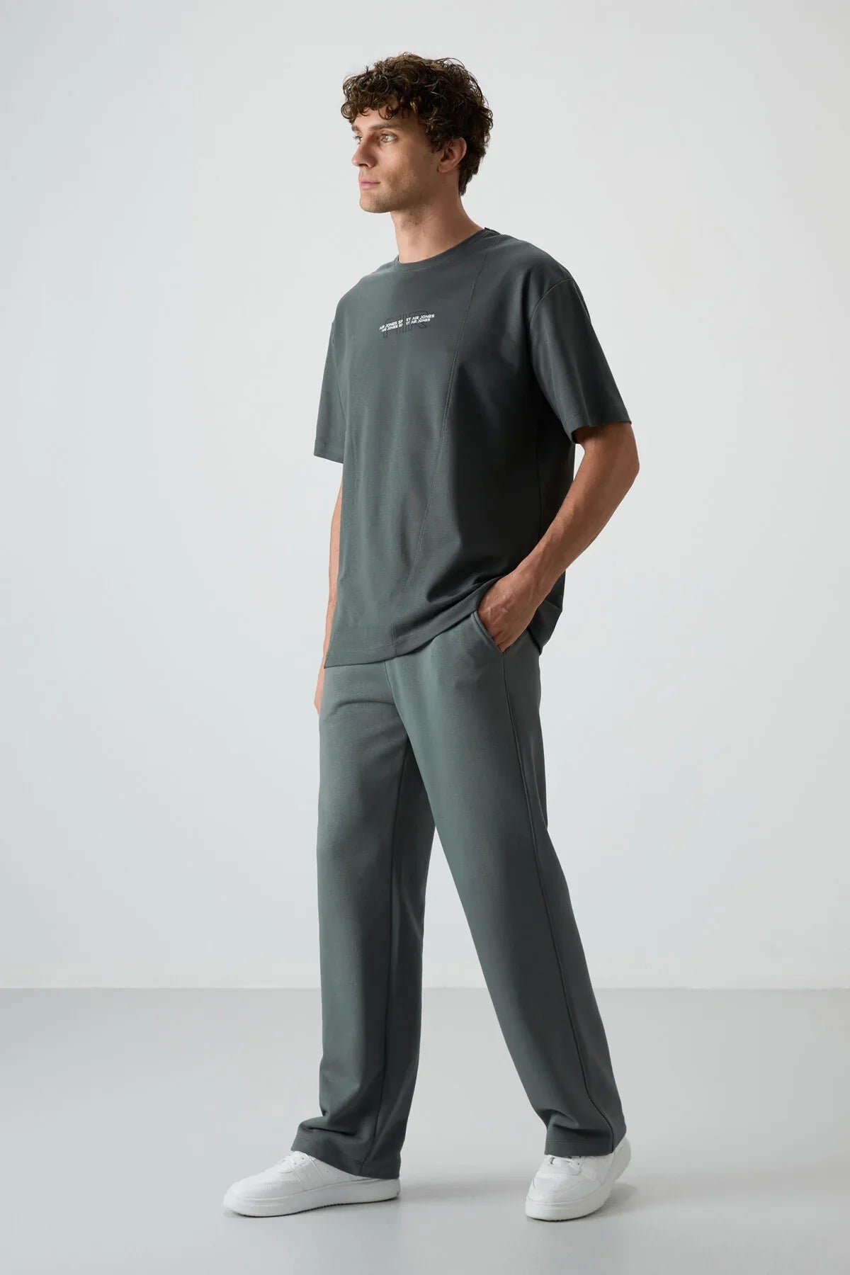 T-shirt homme oversize imprimé en coton épais texturé - Justyol