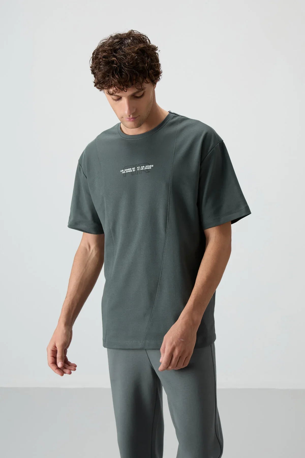 T-shirt homme oversize imprimé en coton épais texturé - Justyol