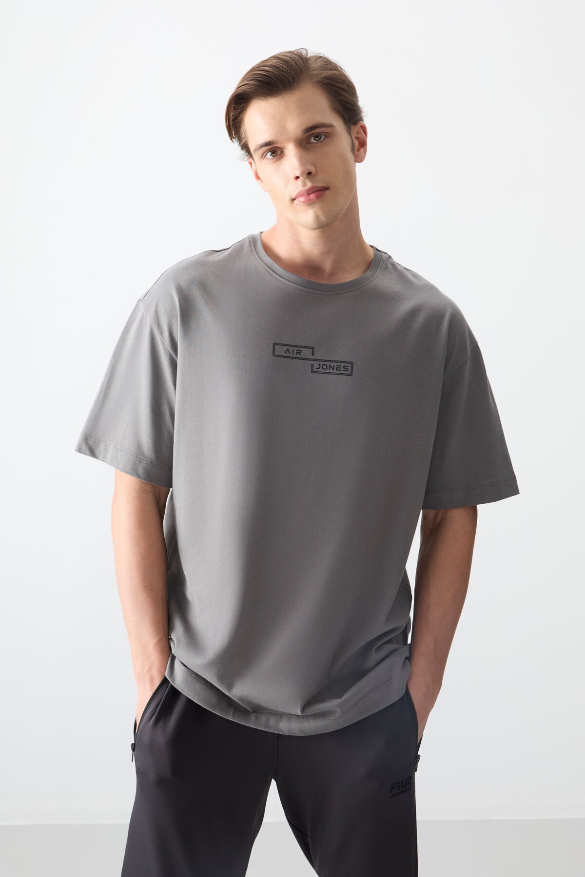 <tc>T-shirt pour homme en 100 % coton, épais et à texture douce, oversize avec impression - 88361</tc>