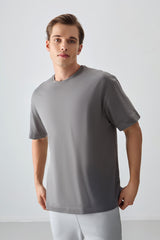 <tc>T-shirt basique pour homme, coupe oversize, en coton 100% avec tissu épais et doux - 88353</tc>