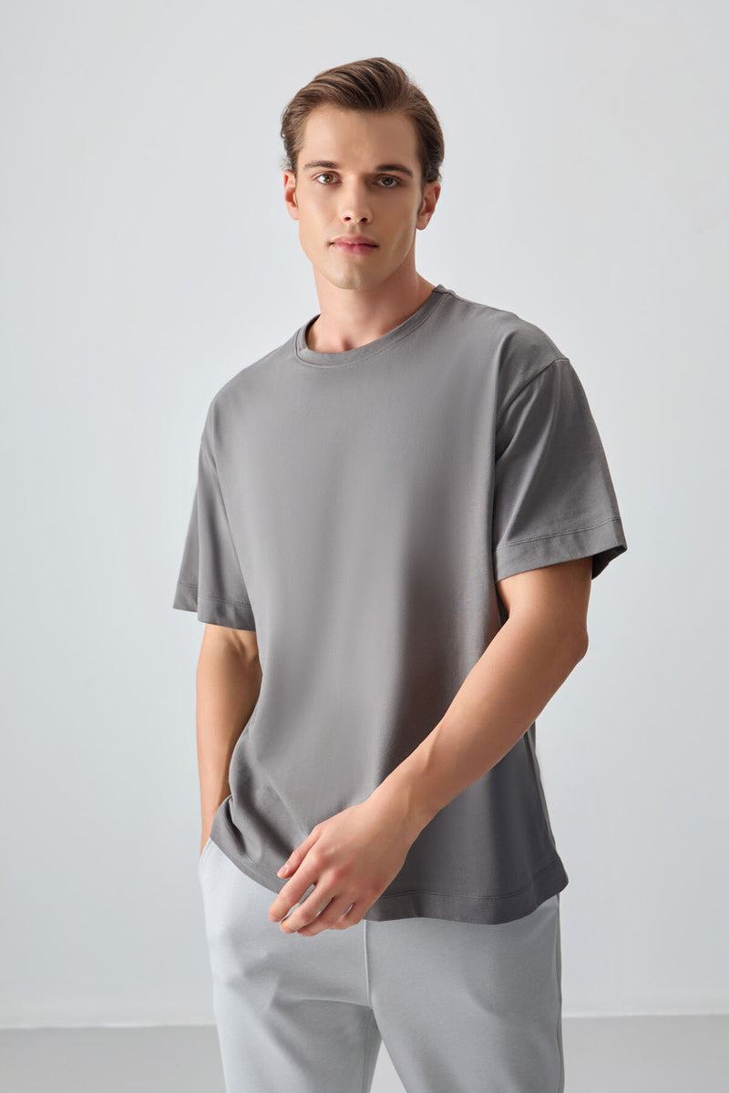 T-shirt Homme Basique Oversize en Coton Doux