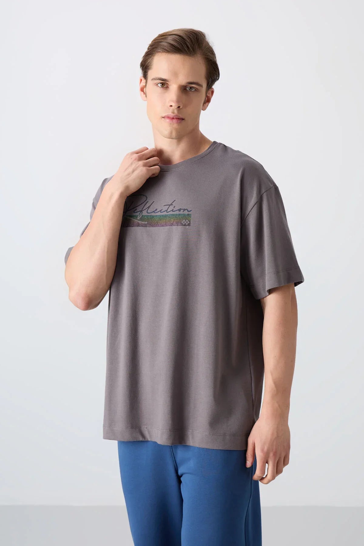 T-shirt homme oversize en coton épais avec imprimé - 88334 - Justyol