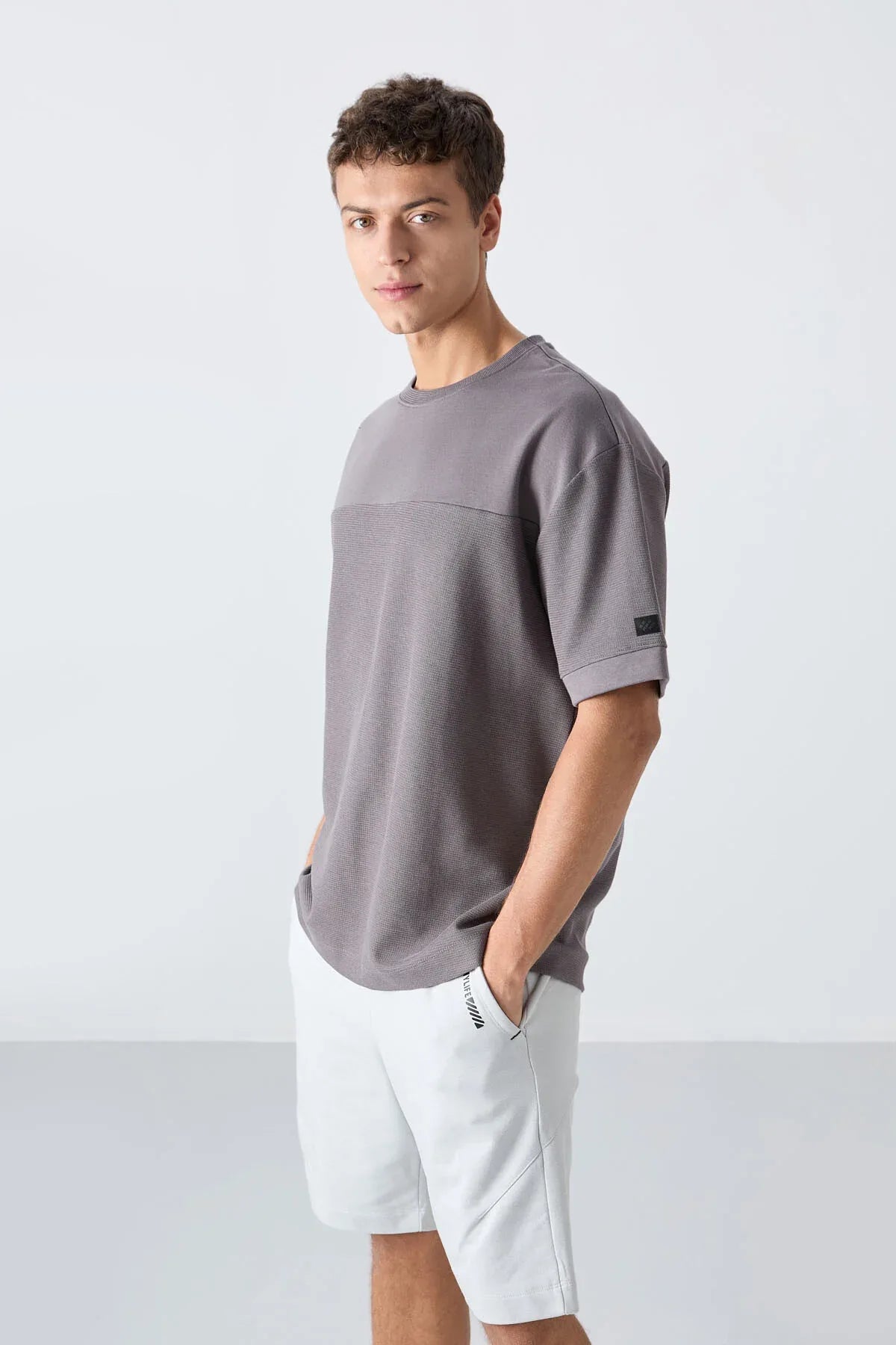 T-shirt homme oversize basic en coton épais à texture marquée - 88340 - Justyol