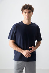 <tc>T-shirt basique pour homme, coupe oversize, en coton 100% avec tissu épais et doux - 88353</tc>