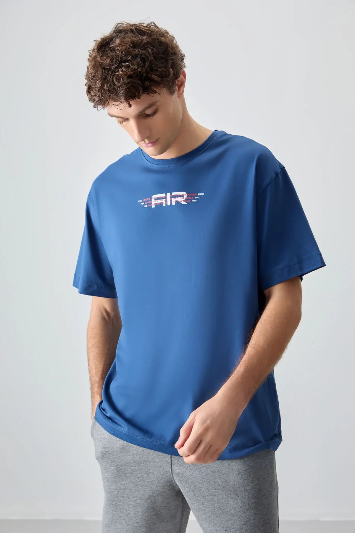 T-shirt homme oversize imprimé en coton épais 100 % au toucher doux - 88356 - Justyol