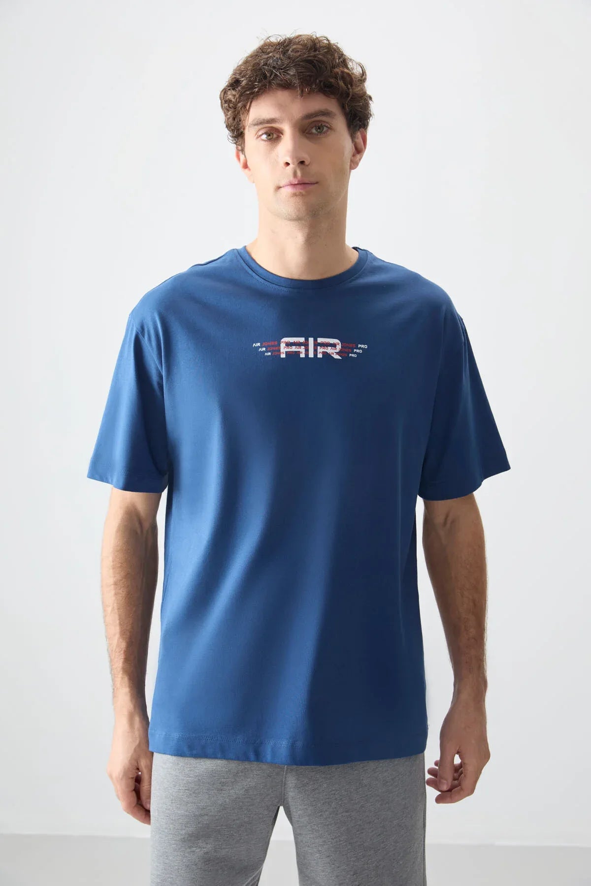 T-shirt homme oversize imprimé en coton épais 100 % au toucher doux - 88356 - Justyol