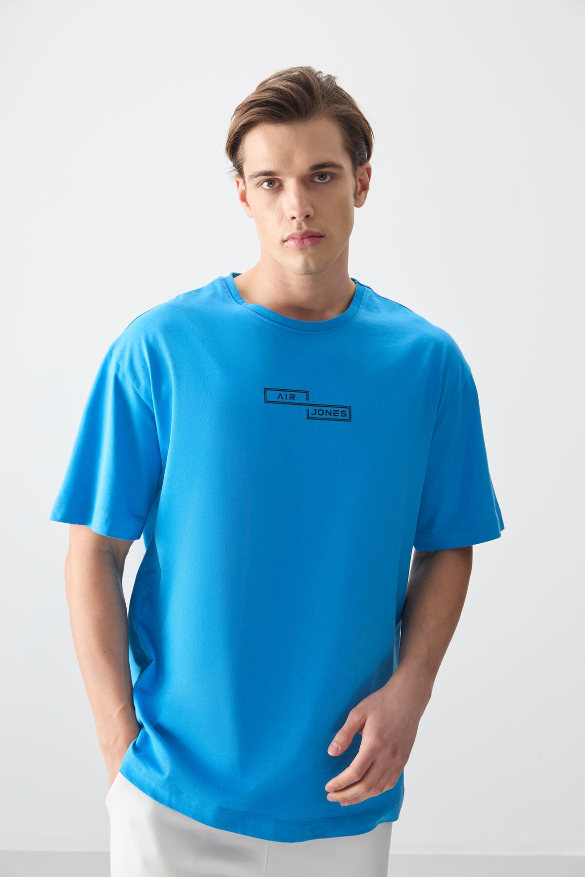 <tc>T-shirt pour homme en 100 % coton, épais et à texture douce, oversize avec impression - 88361</tc>