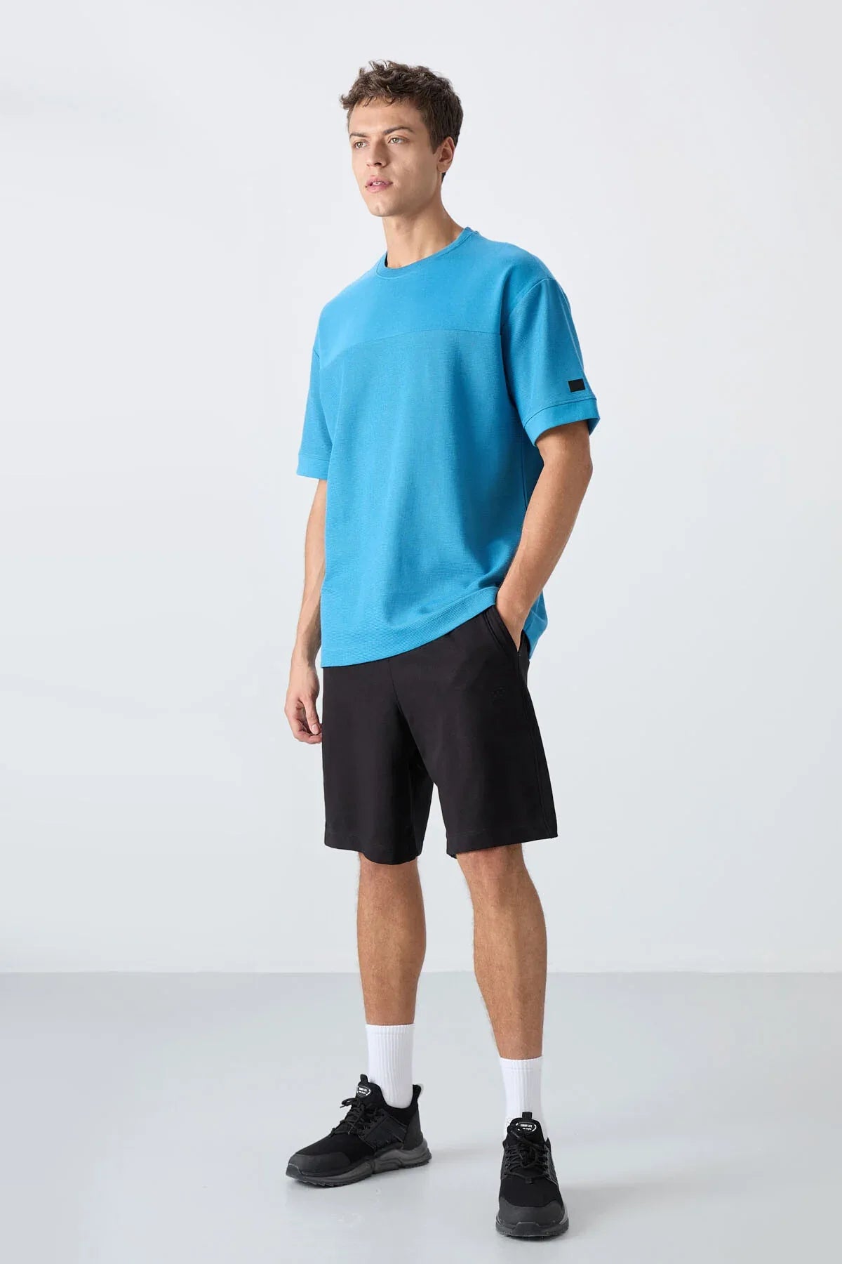 T-shirt homme oversize basic en coton épais à texture marquée - 88340 - Justyol