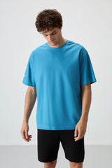 <tc>t-shirt basique pour homme en coton à surface épaisse et texturée, coupe oversize avec impression - 88369</tc>