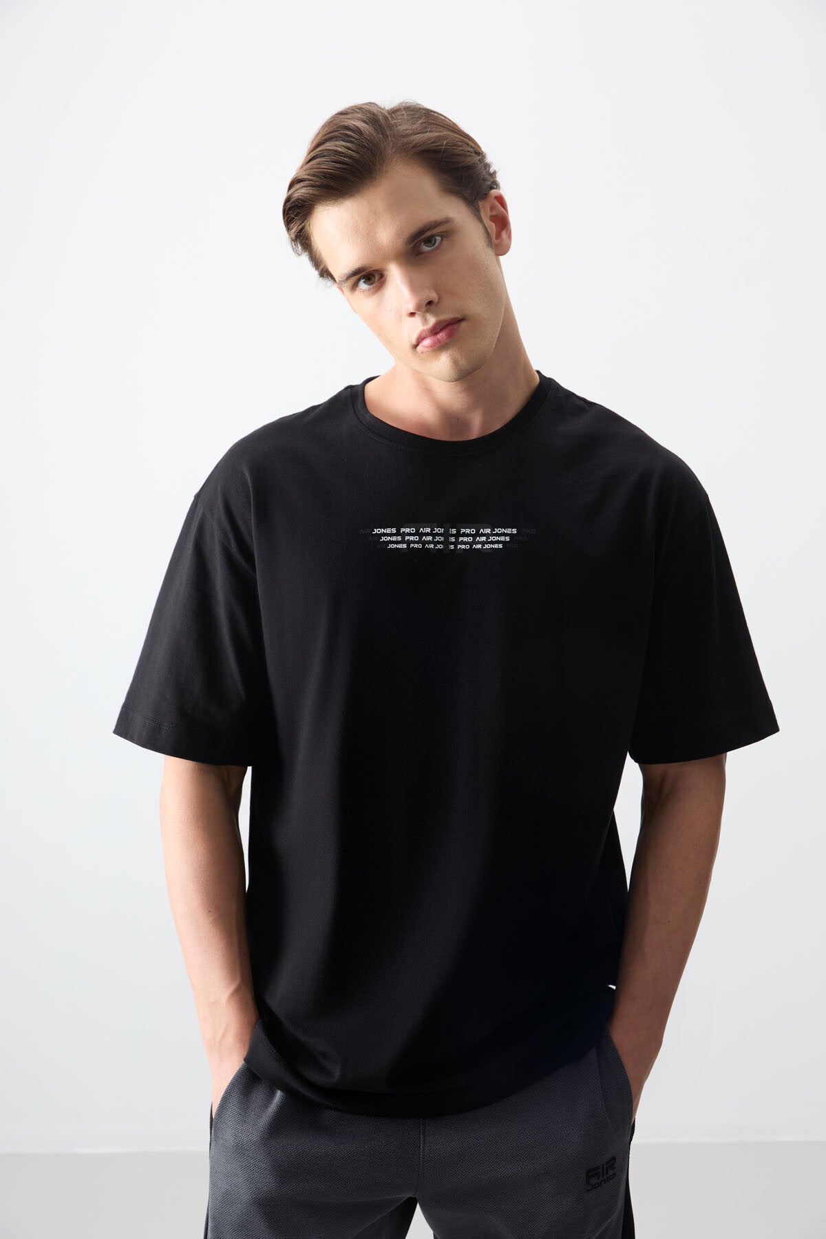 <tc>T-shirt homme 100% coton avec texture épaisse et douce, coupe oversize avec impression - 88356</tc>