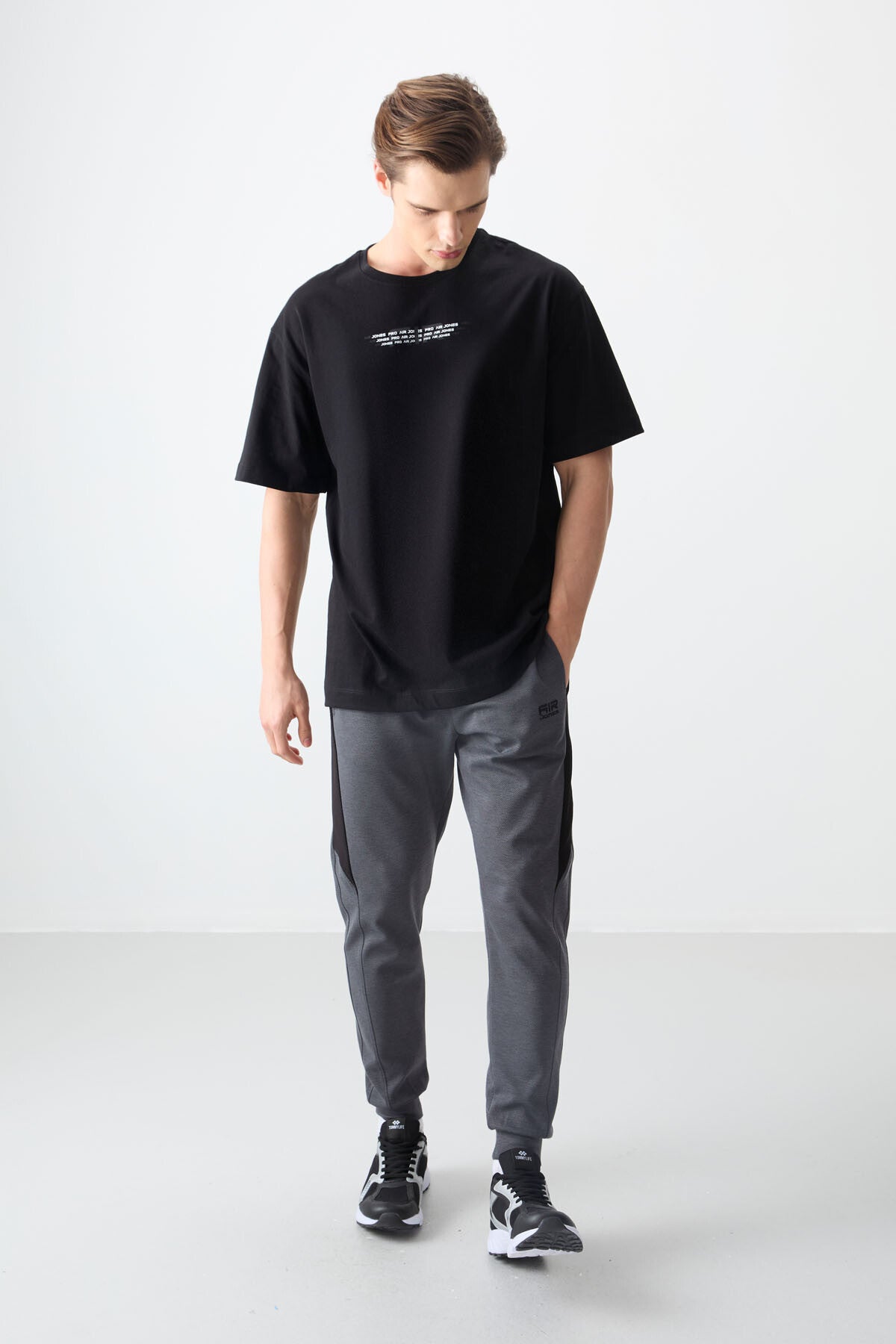 <tc>T-shirt homme 100% coton avec texture épaisse et douce, coupe oversize avec impression - 88356</tc>