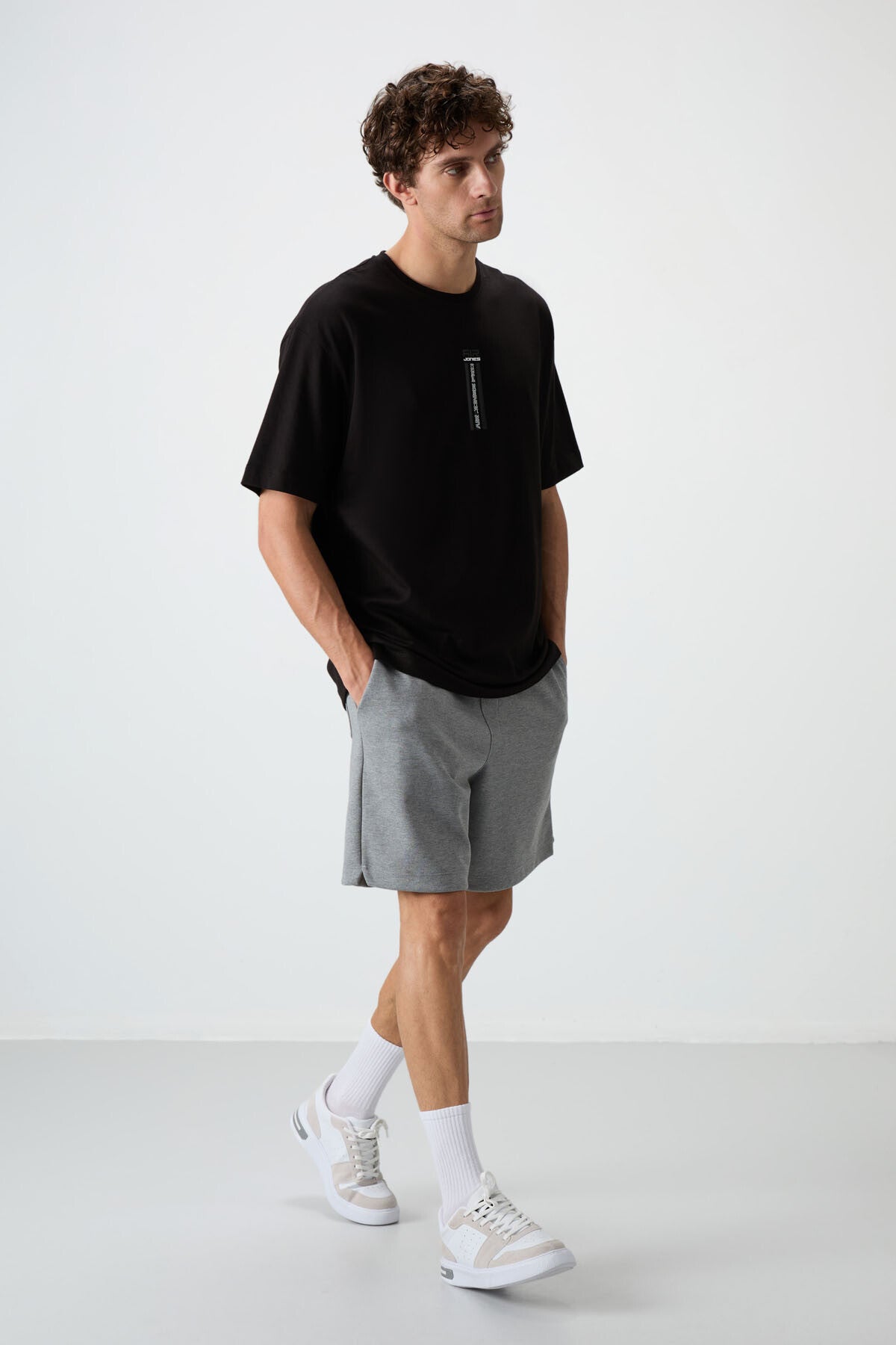 <tc>T-shirt pour homme en 100 % coton, épais et à texture douce, oversize avec impression - 88360</tc>