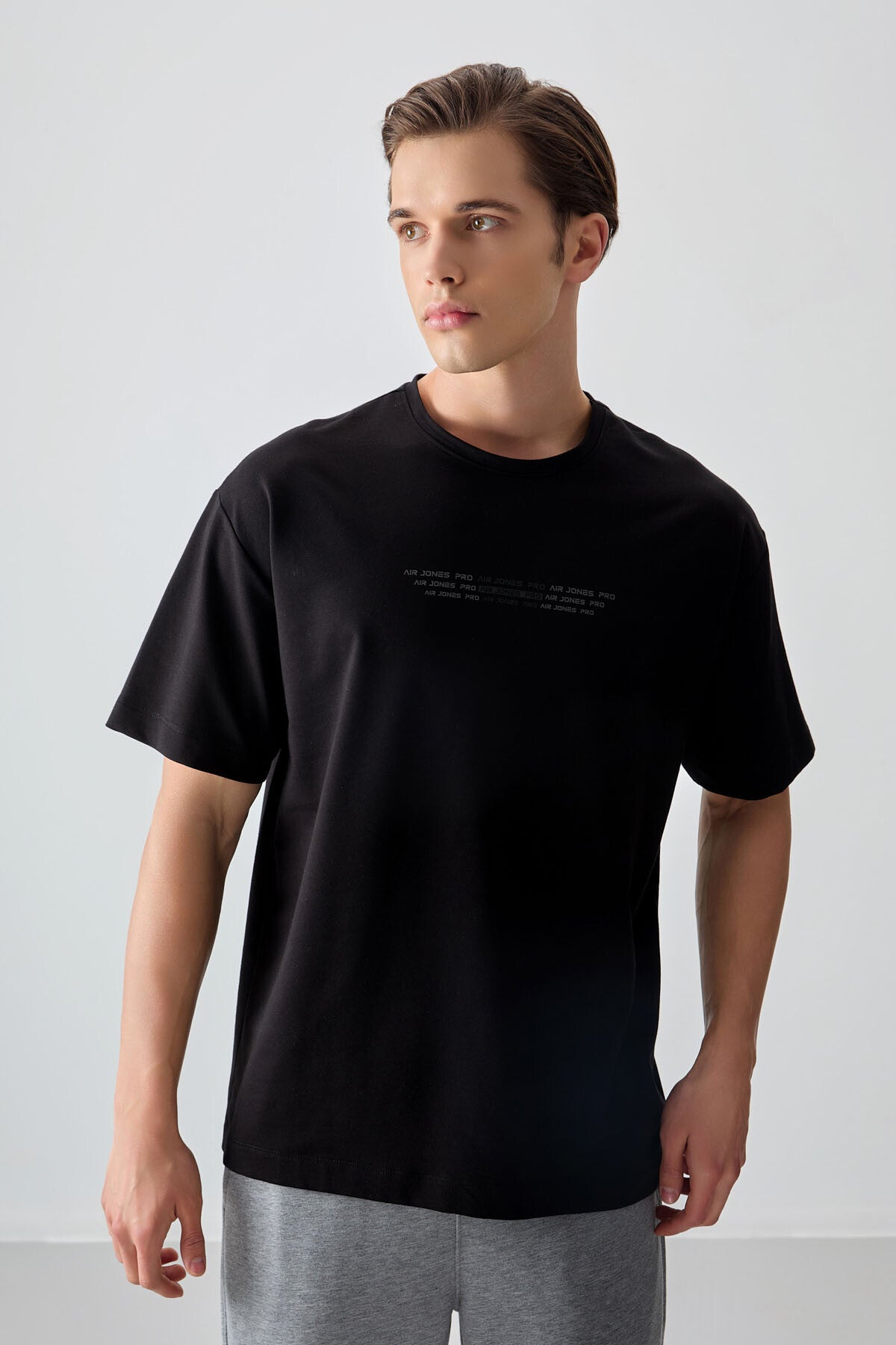 <tc>T-shirt pour homme en coton, épais et à texture douce, oversize avec impression - 88374</tc>