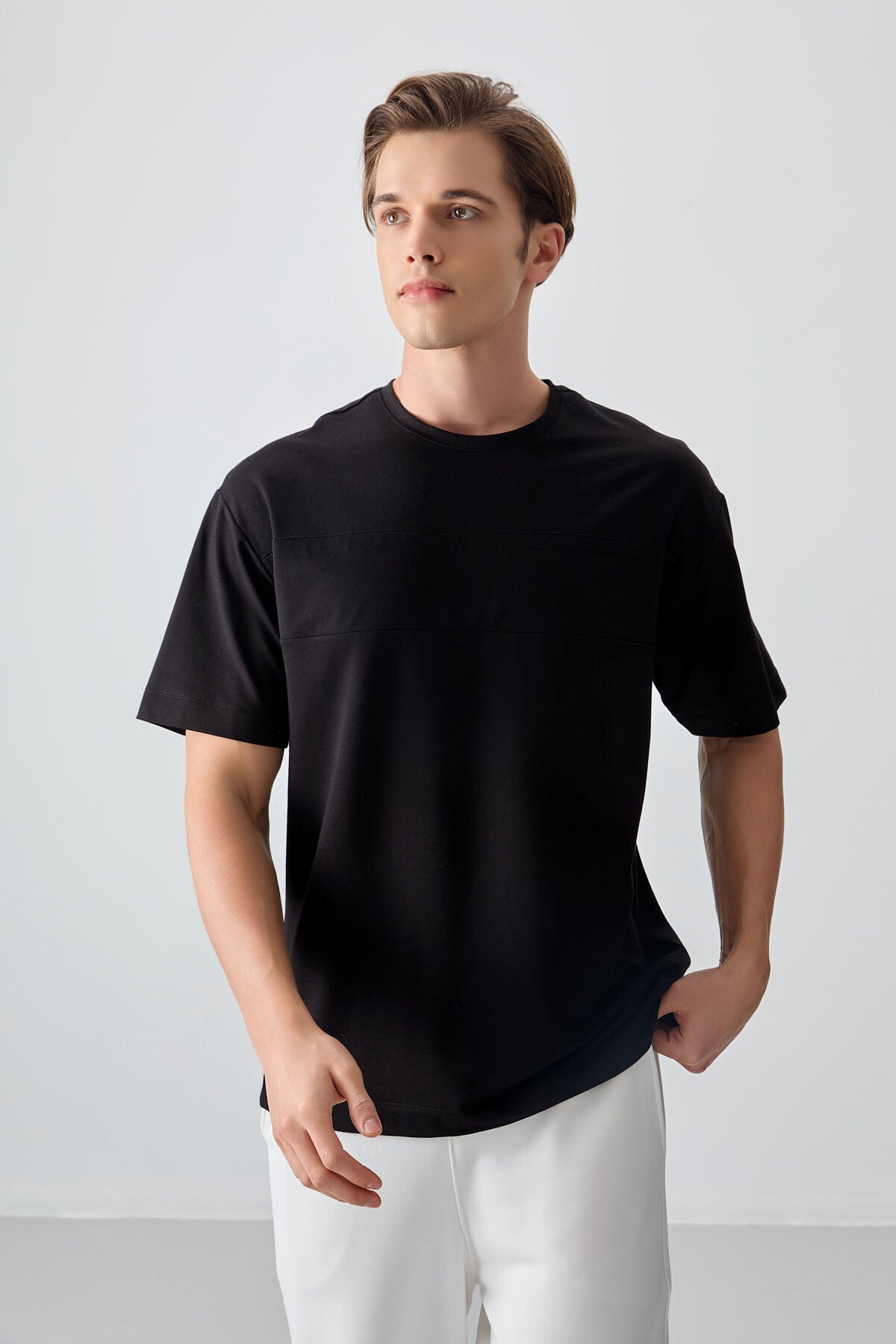 <tc>T-shirt basique pour homme en coton, épais et à texture douce, oversize - 88378</tc>