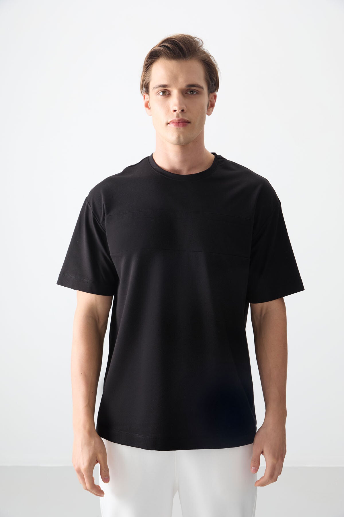 <tc>T-shirt basique pour homme en coton, épais et à texture douce, oversize - 88378</tc>