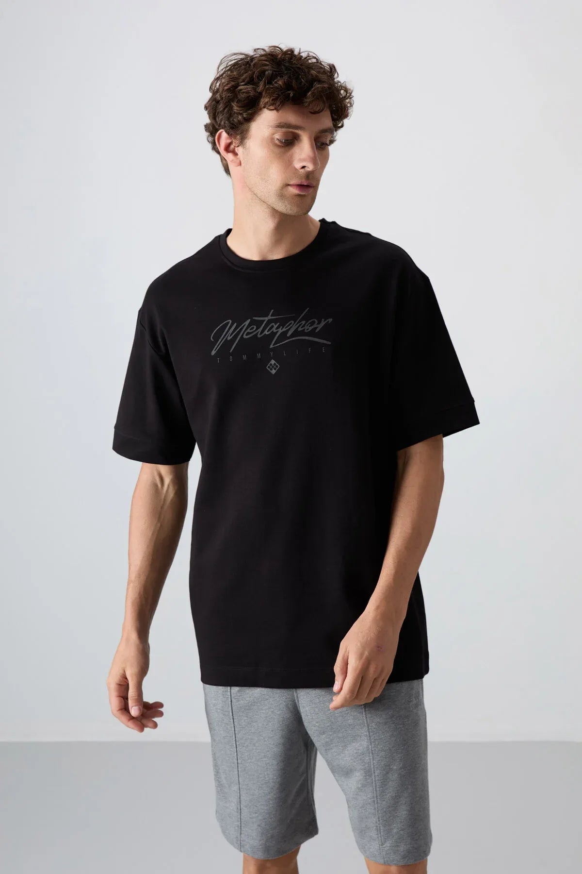 T-shirt homme oversize imprimé en coton épais au toucher doux - 88320 - Justyol