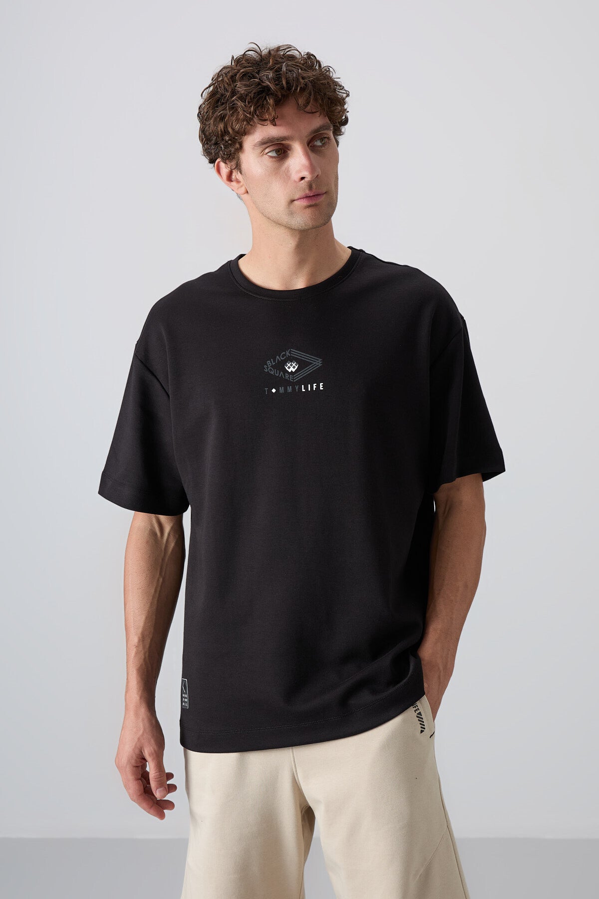 <tc>T-shirt homme en coton avec texture épaisse et douce, coupe oversize avec impression - 88325</tc>