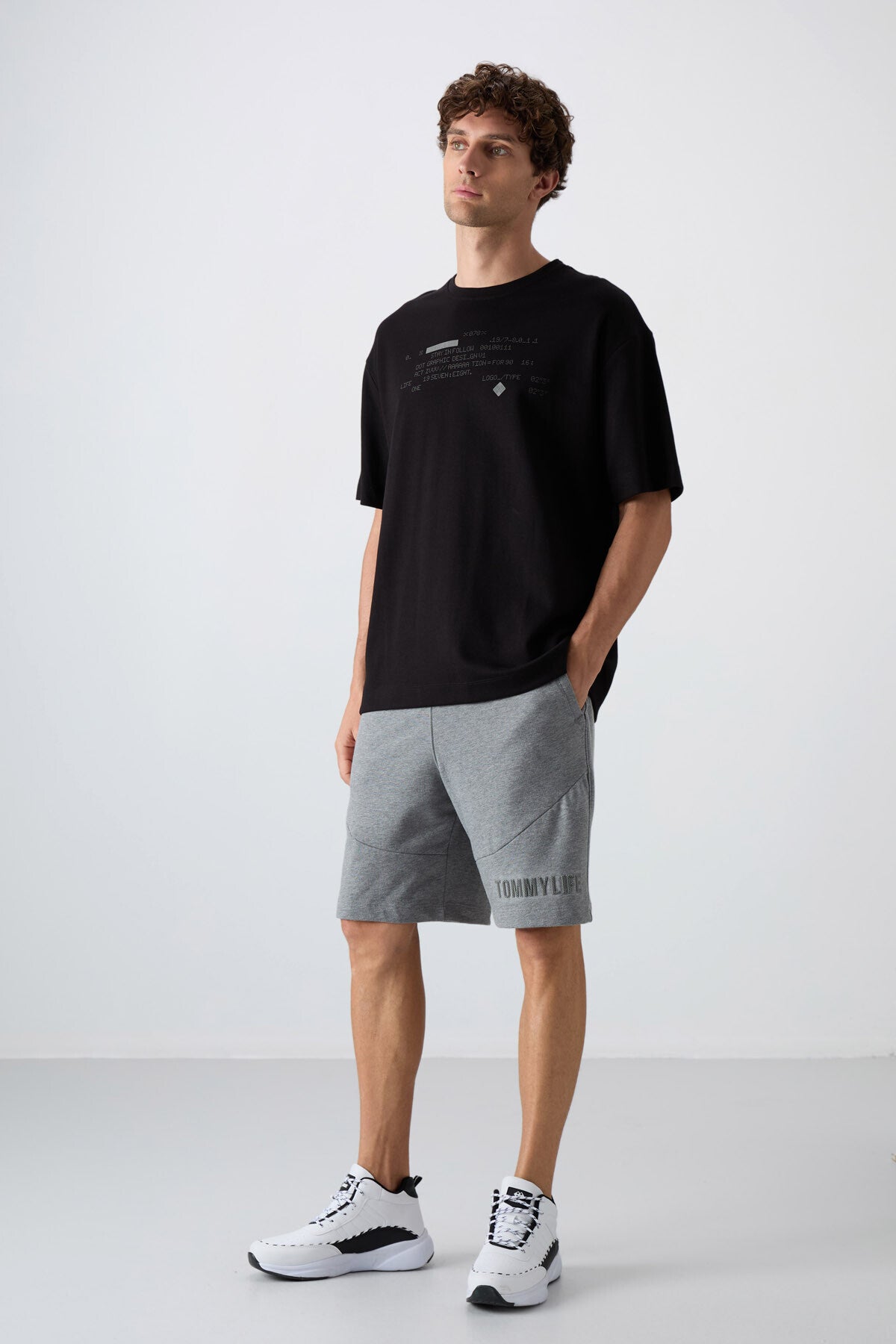 <tc>T-shirt homme en coton avec texture épaisse et douce, coupe oversize avec impression - 88326</tc>