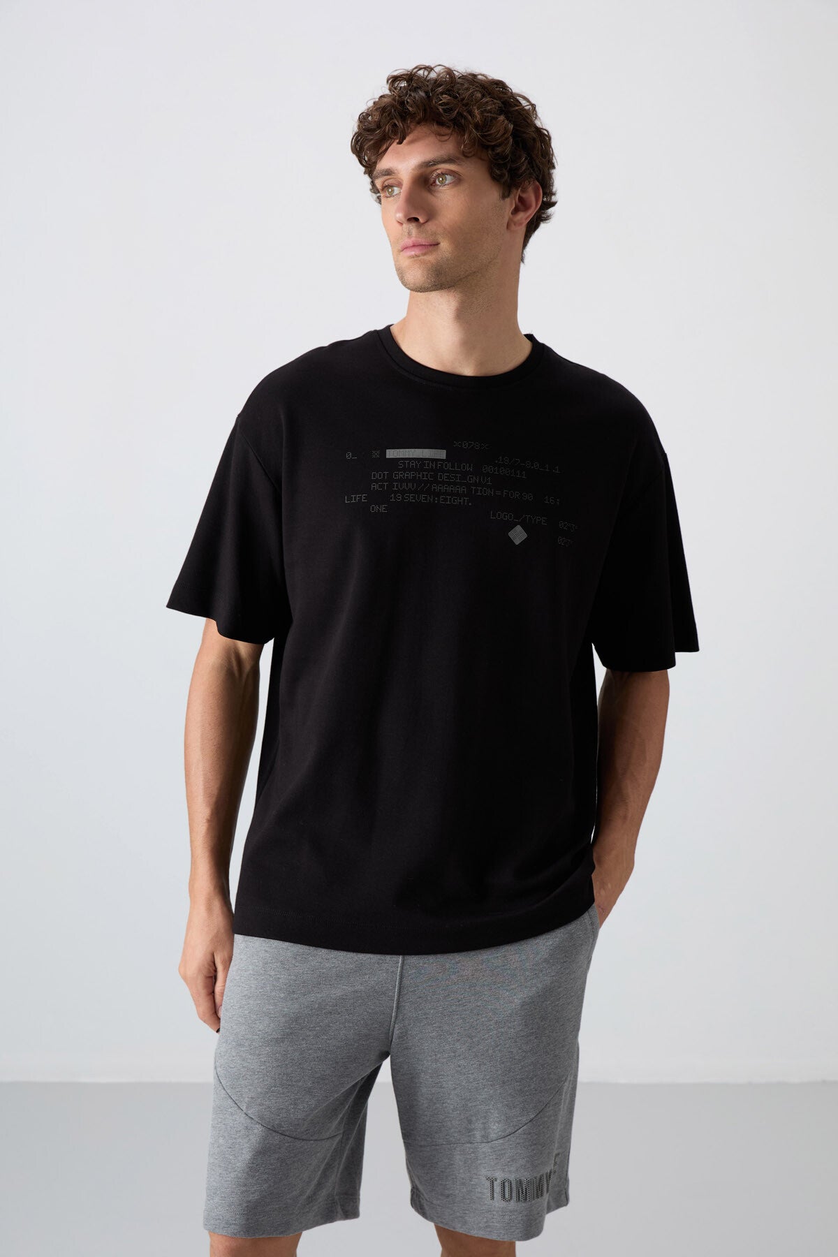 <tc>T-shirt homme en coton avec texture épaisse et douce, coupe oversize avec impression - 88326</tc>