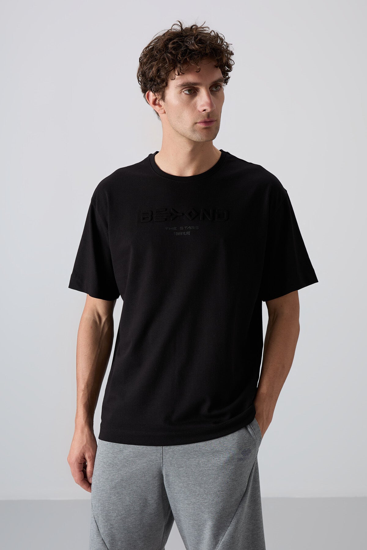 <tc>T-shirt homme en coton avec texture épaisse et douce, coupe oversize avec impression - 88328</tc>