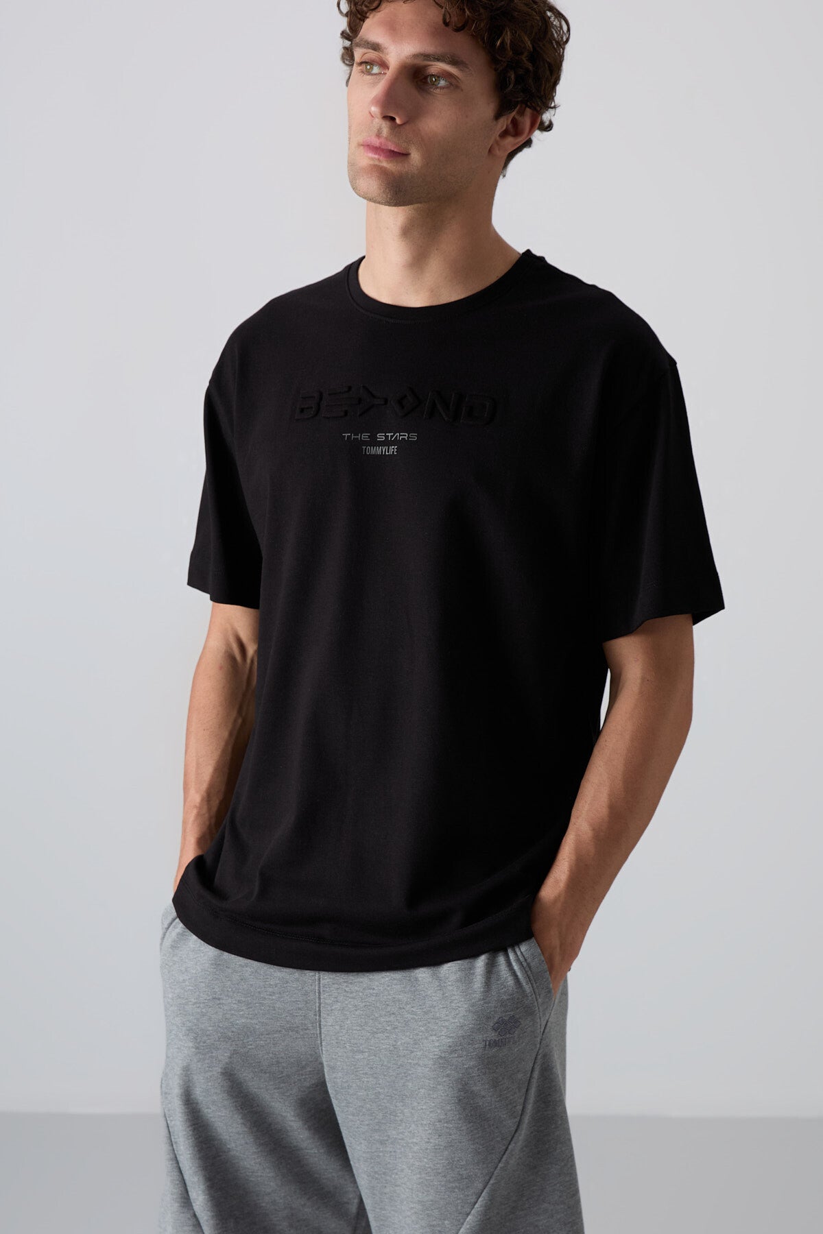 <tc>T-shirt homme en coton avec texture épaisse et douce, coupe oversize avec impression - 88328</tc>