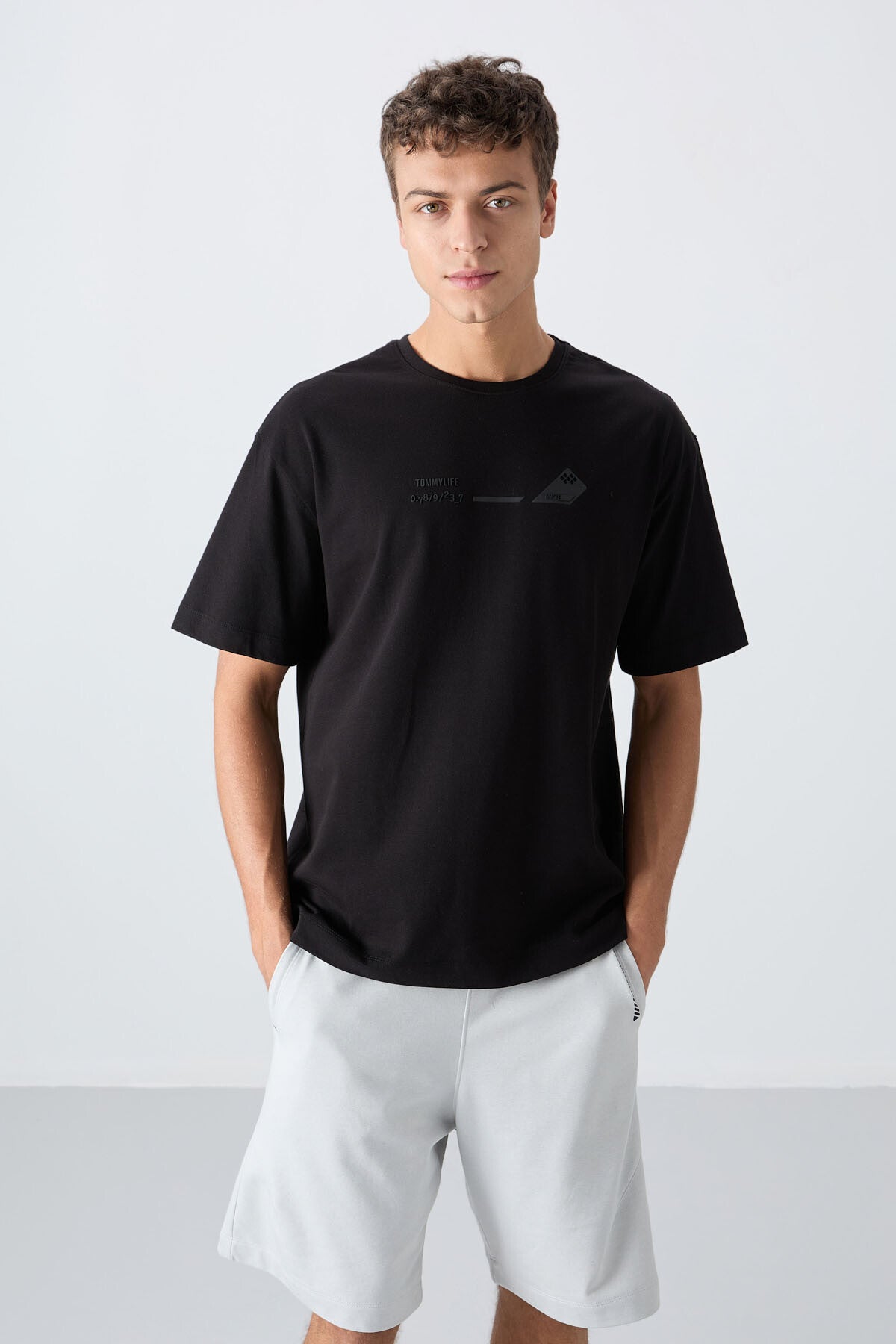 <tc>T-shirt homme en coton avec texture épaisse et douce, coupe oversize avec impression - 88330</tc>