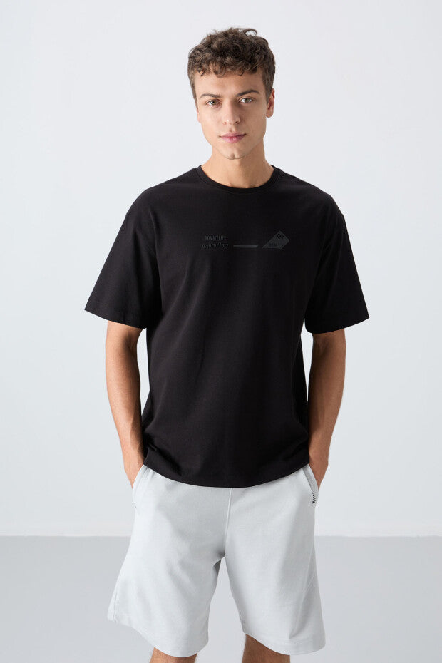 T-shirt homme oversize en coton doux – design imprimé moderne - 88330