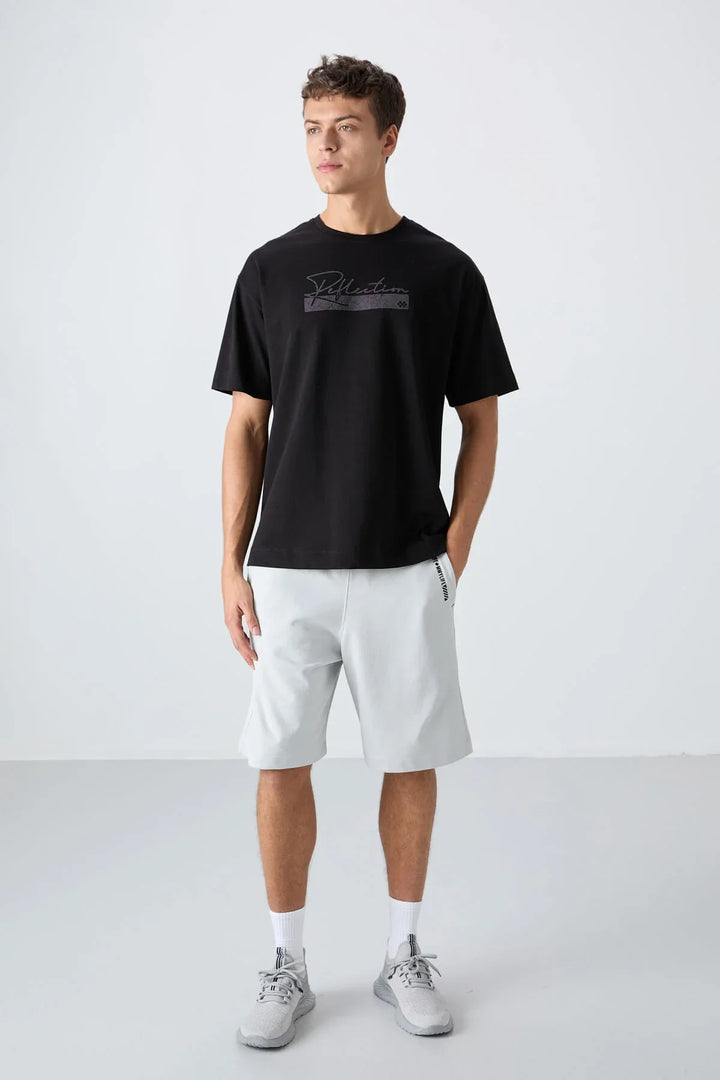 T-shirt homme oversize en coton épais avec imprimé - 88334