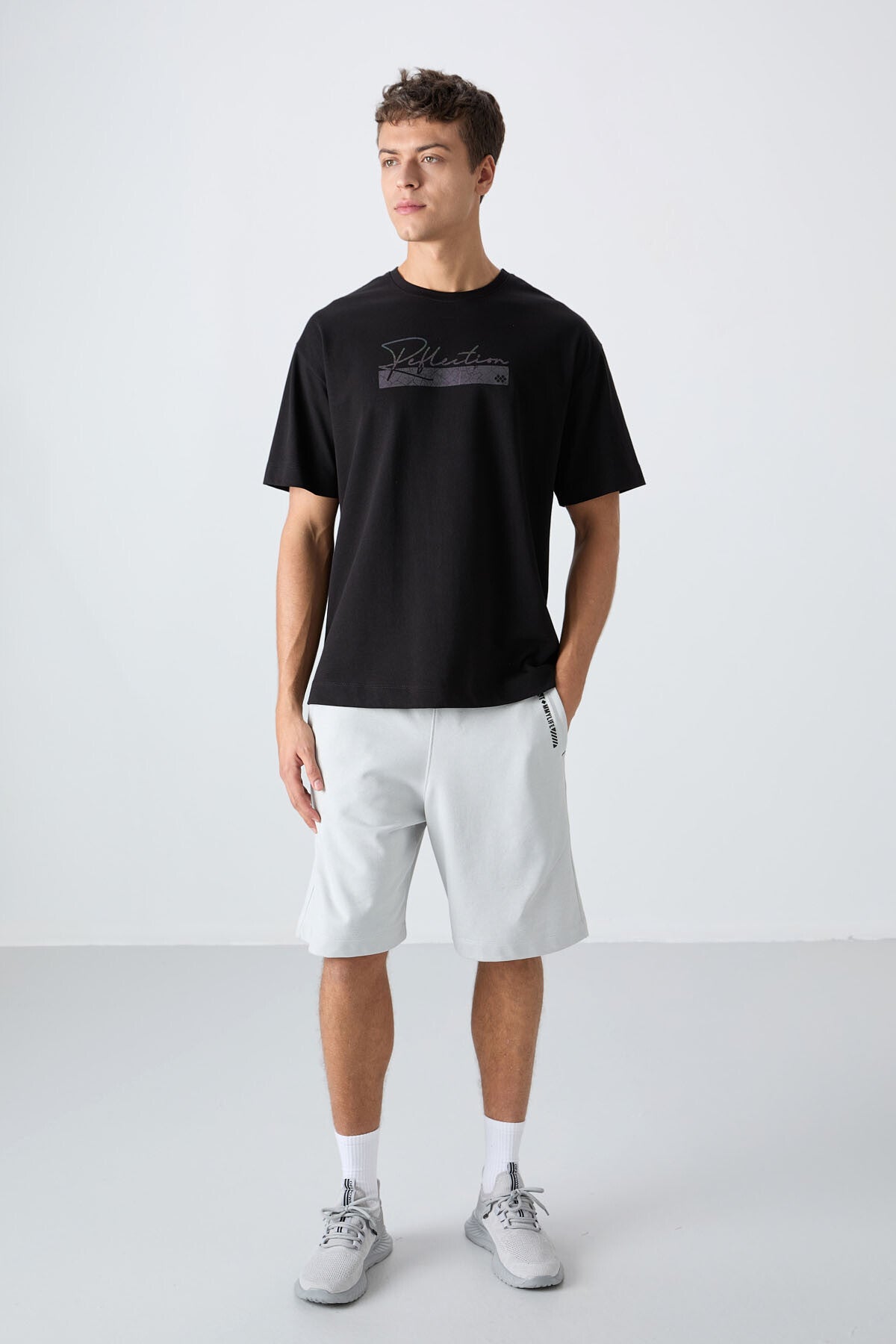 <tc>T-shirt homme en coton avec texture épaisse et douce, coupe oversize et impression - 88334</tc>