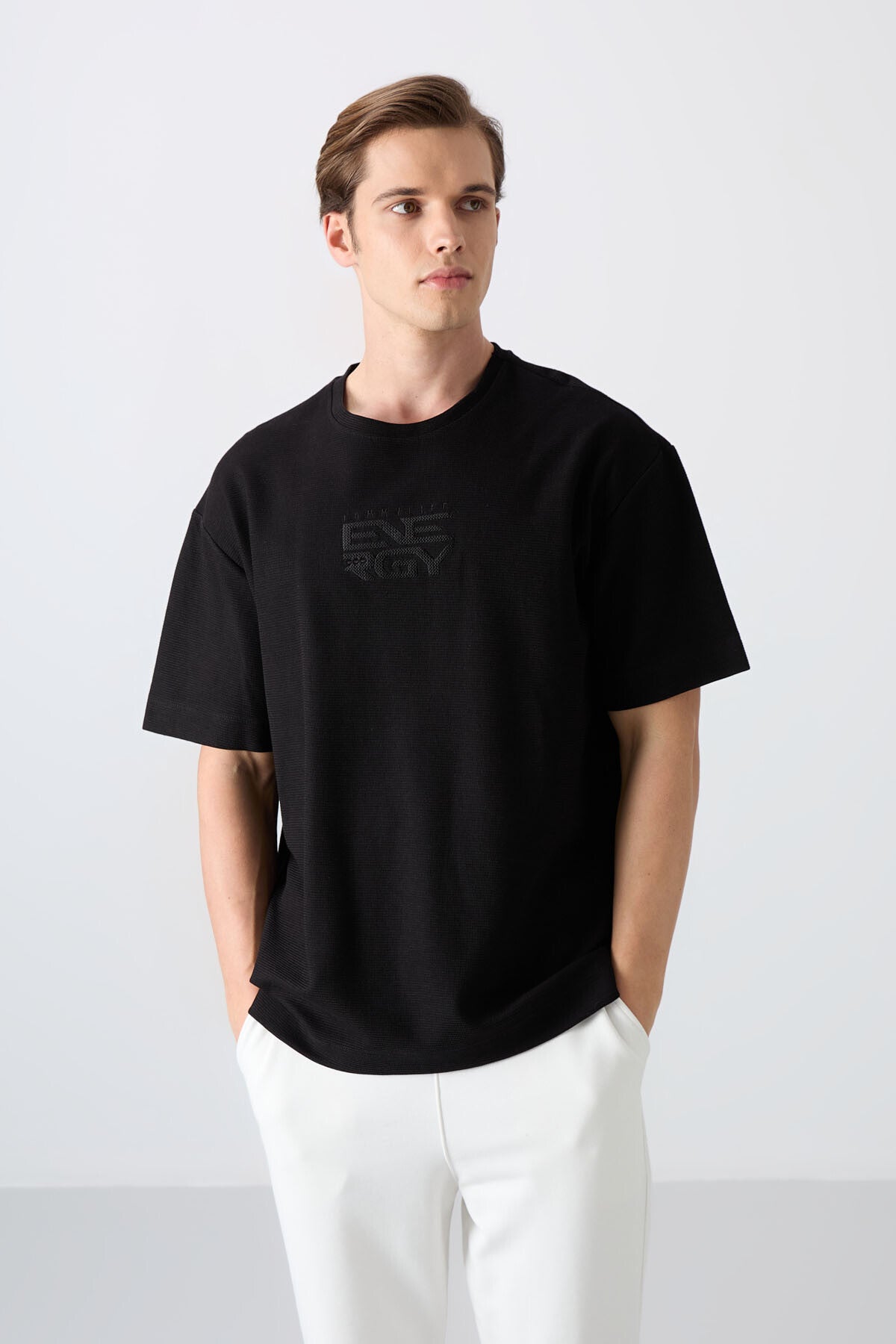 <tc>T-shirt homme en coton avec texture épaisse, coupe oversize et impression - 88336</tc>