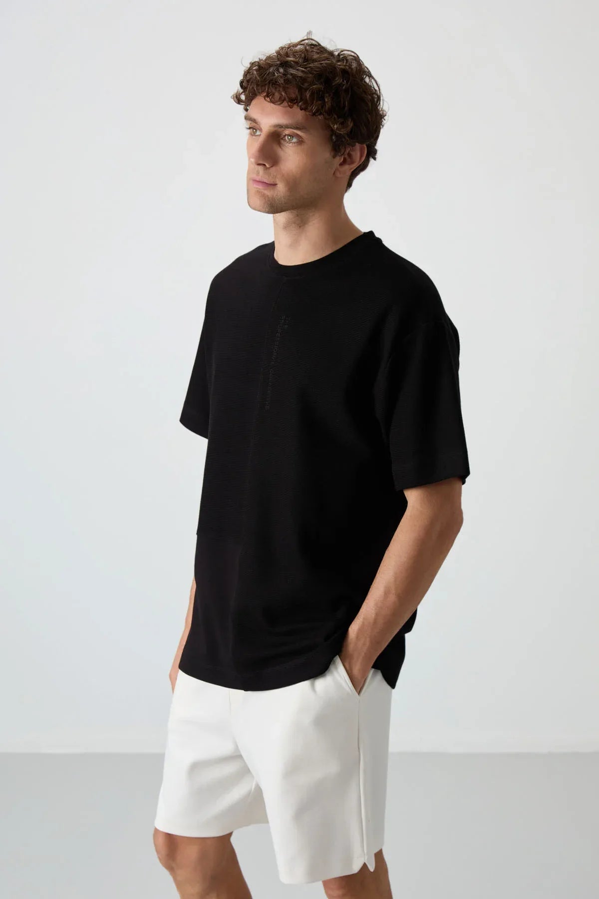 t‑shirt oversize homme coton épais texturé- 88337 - Justyol