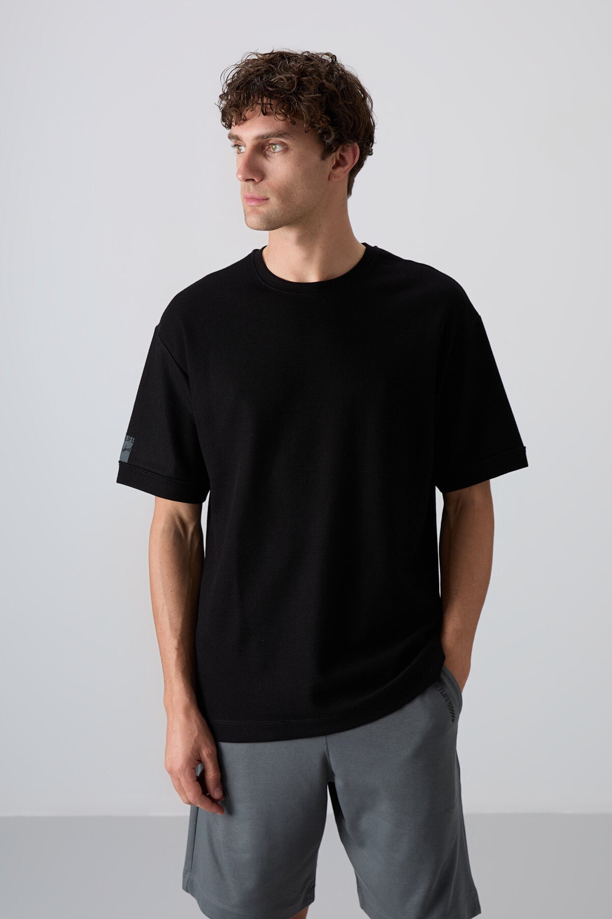 <tc>t-shirt basique pour homme en coton à surface épaisse et texturée, coupe oversize - 88339</tc>