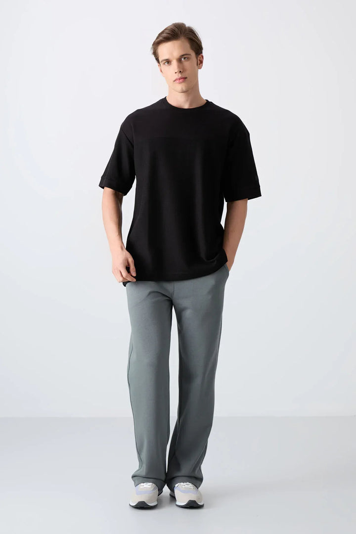 T-shirt homme oversize basic en coton épais à texture marquée - 88340