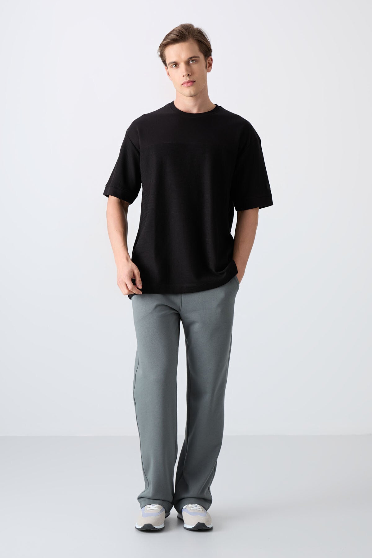 <tc>t-shirt basique pour homme en coton à surface épaisse et texturée, coupe oversize - 88340</tc>