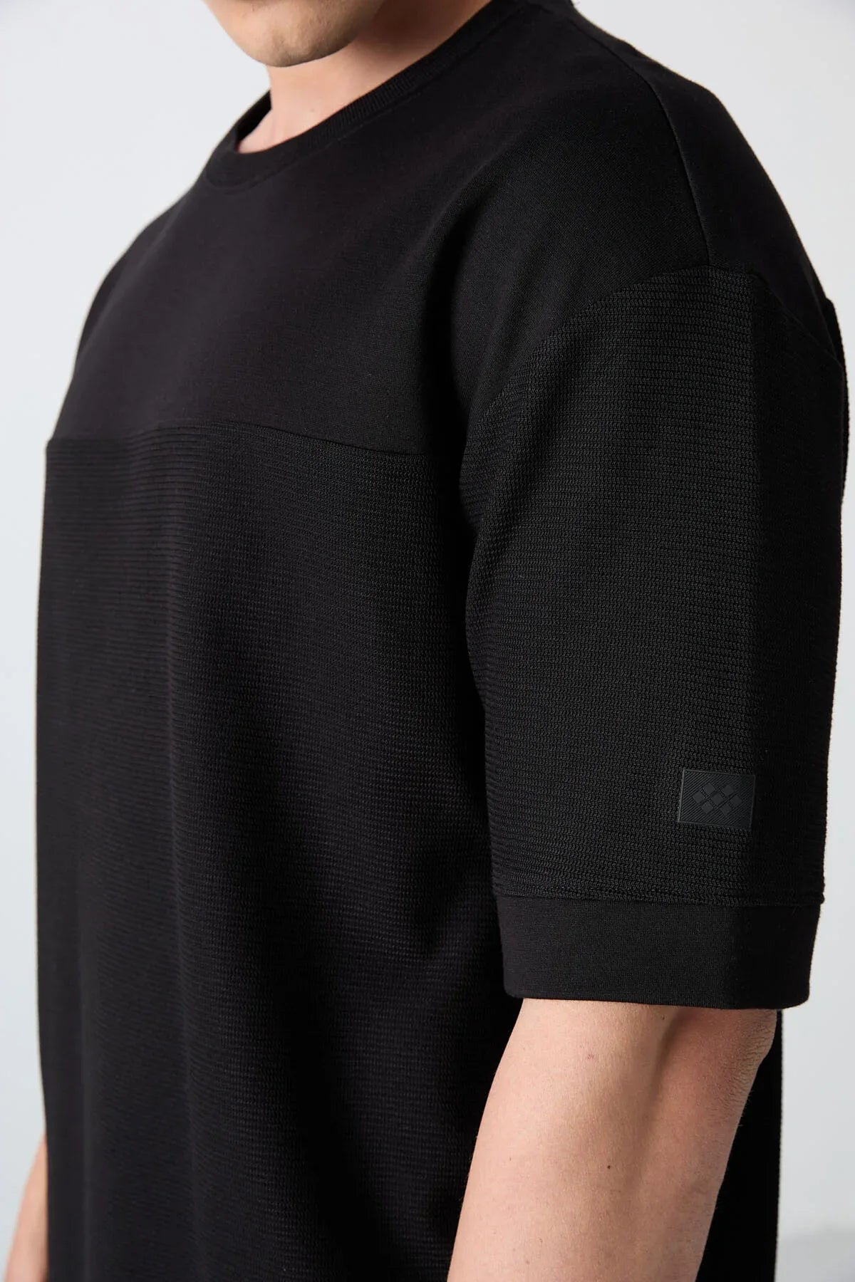 T-shirt homme oversize basic en coton épais à texture marquée - 88340 - Justyol