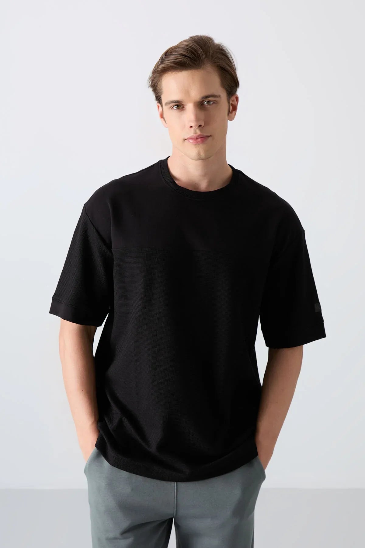 T-shirt homme oversize basic en coton épais à texture marquée - 88340 - Justyol