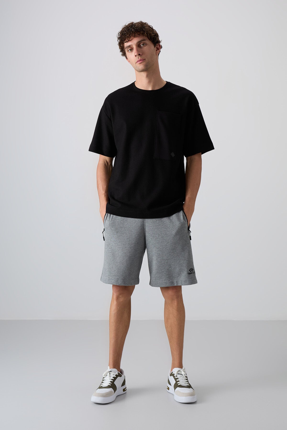 <tc>t-shirt basique pour homme en coton à surface épaisse et texturée, coupe oversize - 88341</tc>