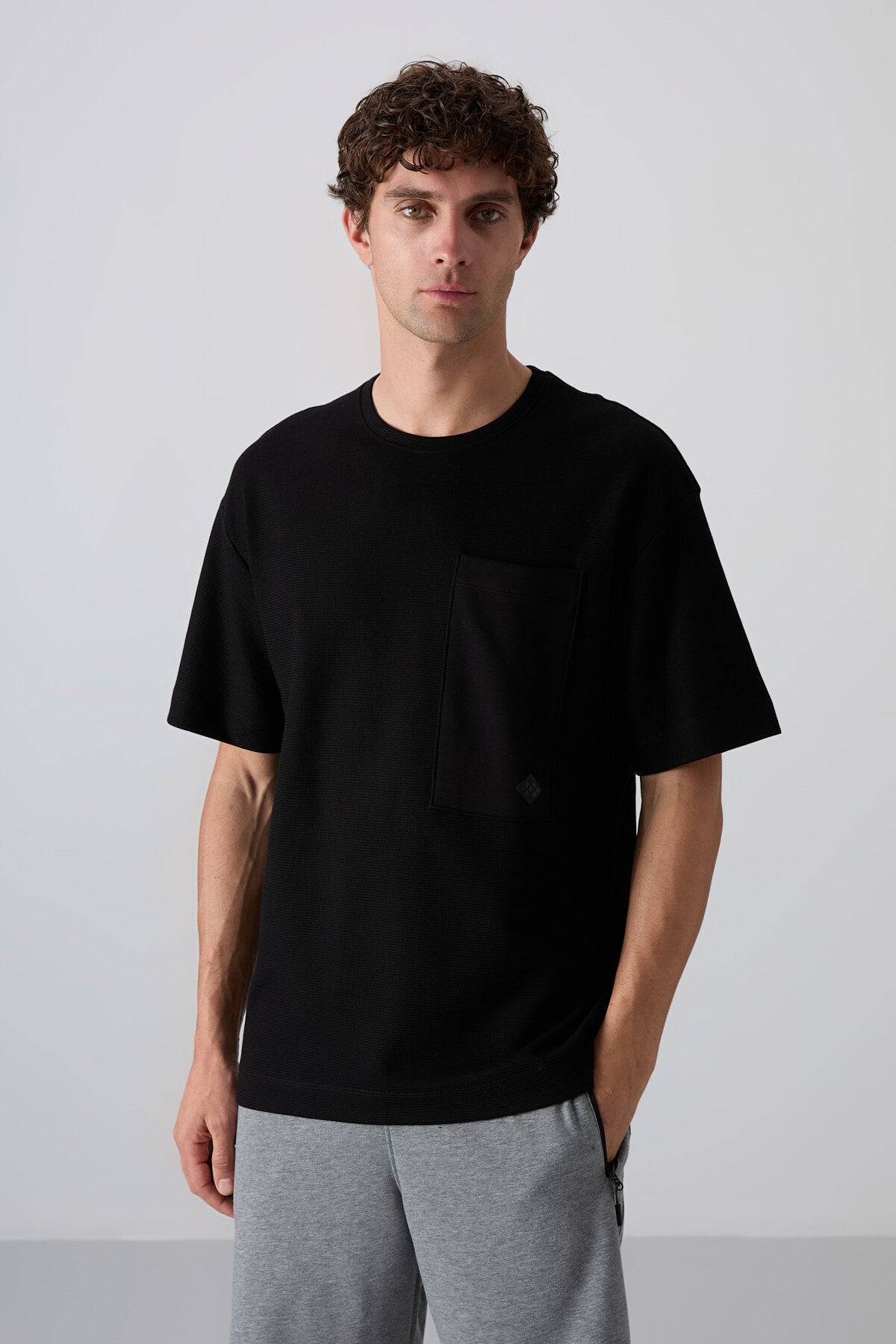 <tc>t-shirt basique pour homme en coton à surface épaisse et texturée, coupe oversize - 88341</tc>