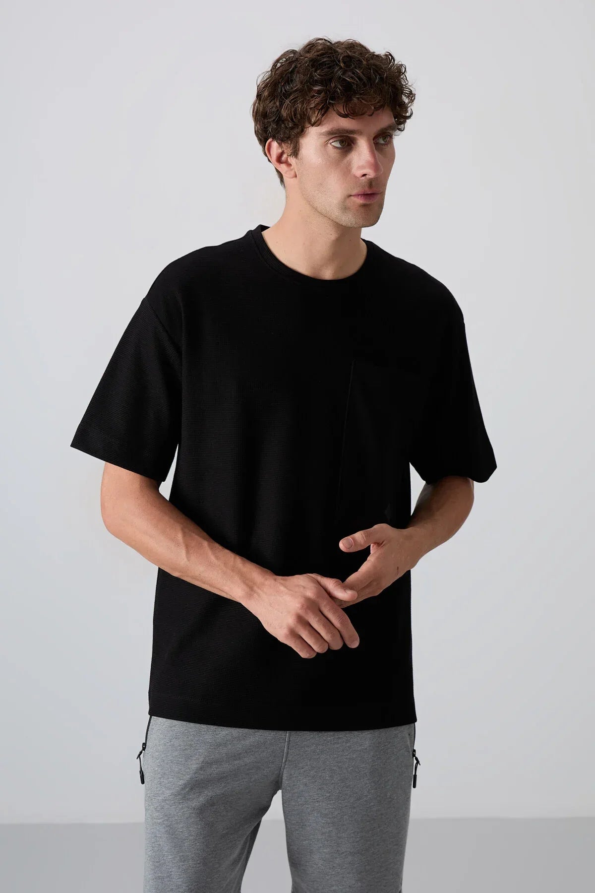 t‑shirt oversize homme coton épais texturé- 88341 - Justyol