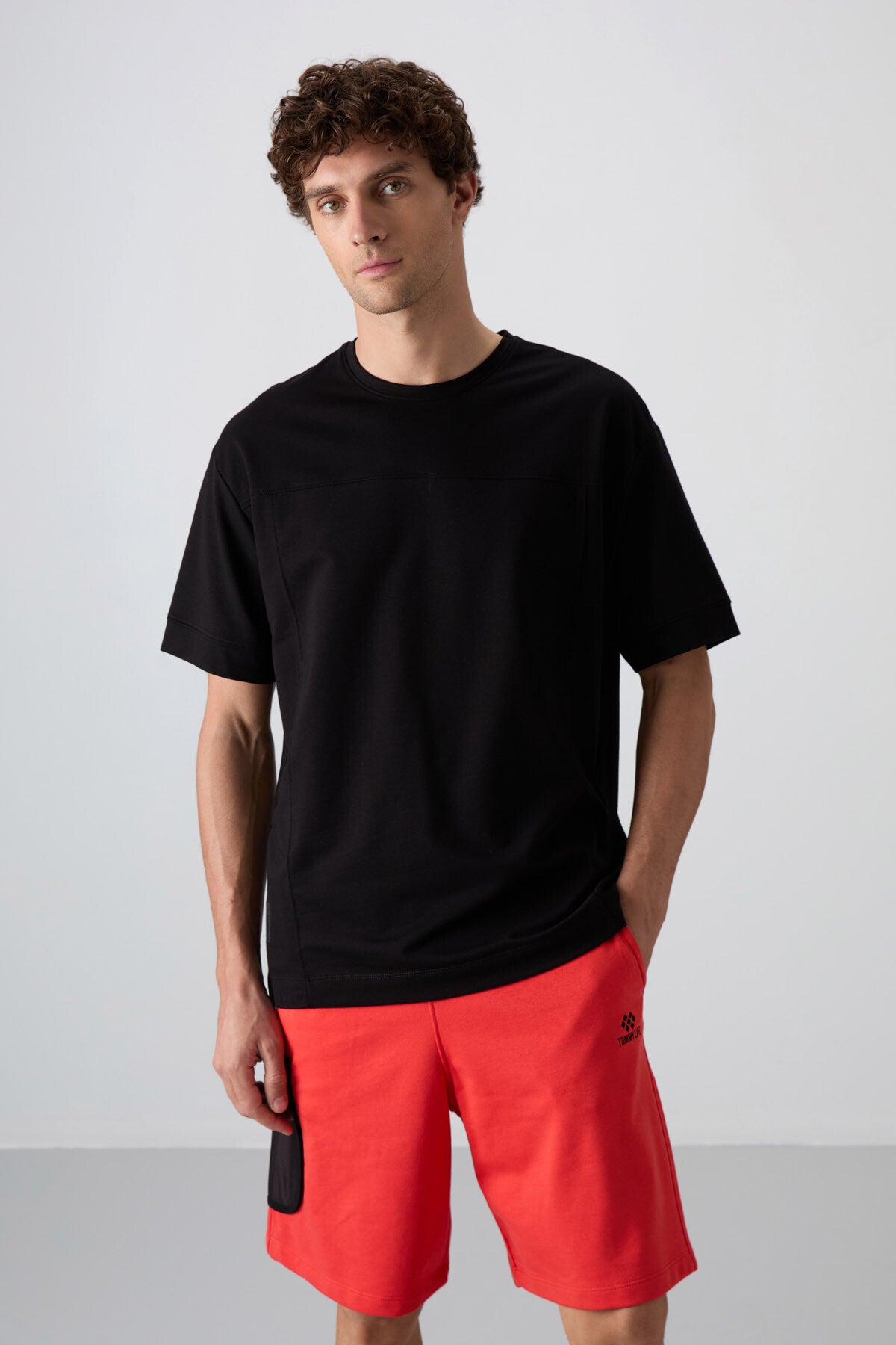 <tc>t-shirt basique pour homme en coton épais et doux texturé, coupe oversize - 88349</tc>