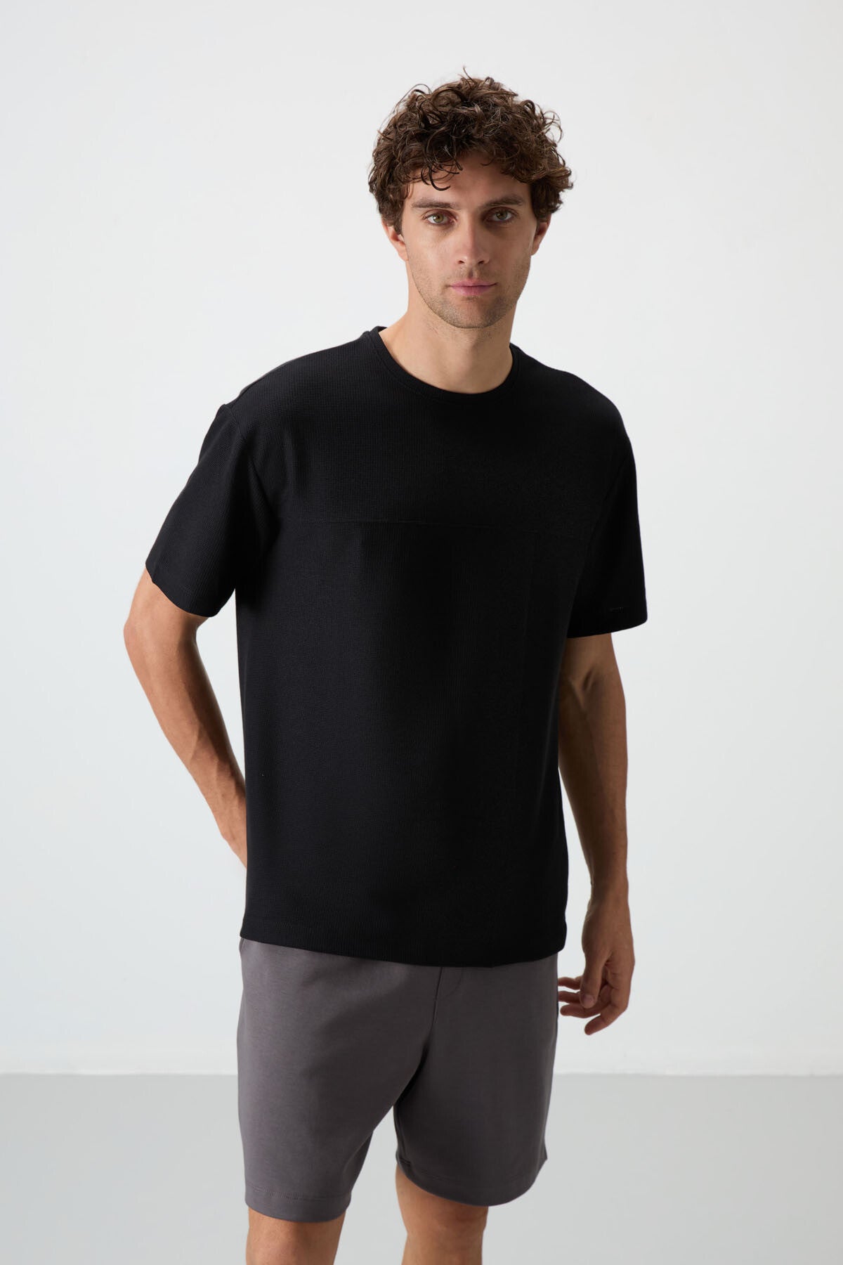 <tc>t-shirt basique pour homme en waffle à surface interlock, coupe oversize - 88380</tc>