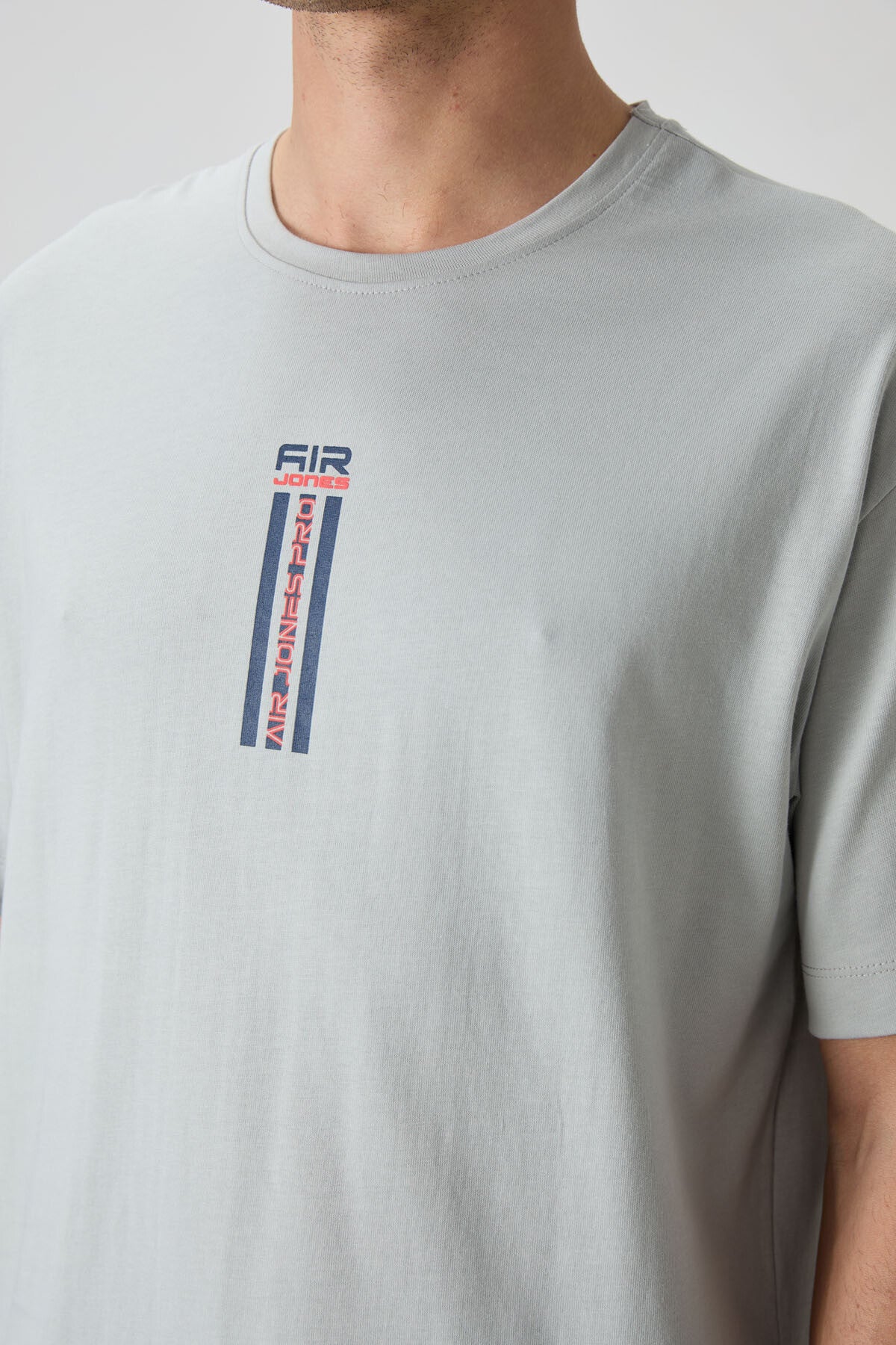 %100 pamuk kalin yumuşak dokulu oversize fit baskili erkek t-shirt - 88360 - Justyol