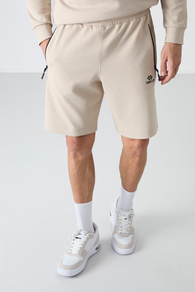 Short homme à cordon avec poche arrière zippée – coupe standard sportive - 81136