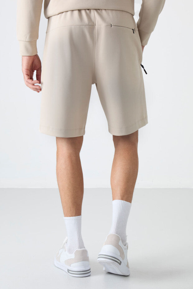 Short homme à cordon avec poche arrière zippée – coupe standard sportive - 81136