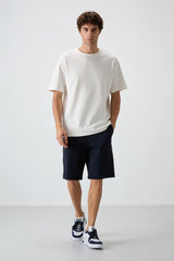 <tc>ensemble de shorts basique pour homme en coton épais et doux texturé, coupe oversize bleu marine - 85249</tc>