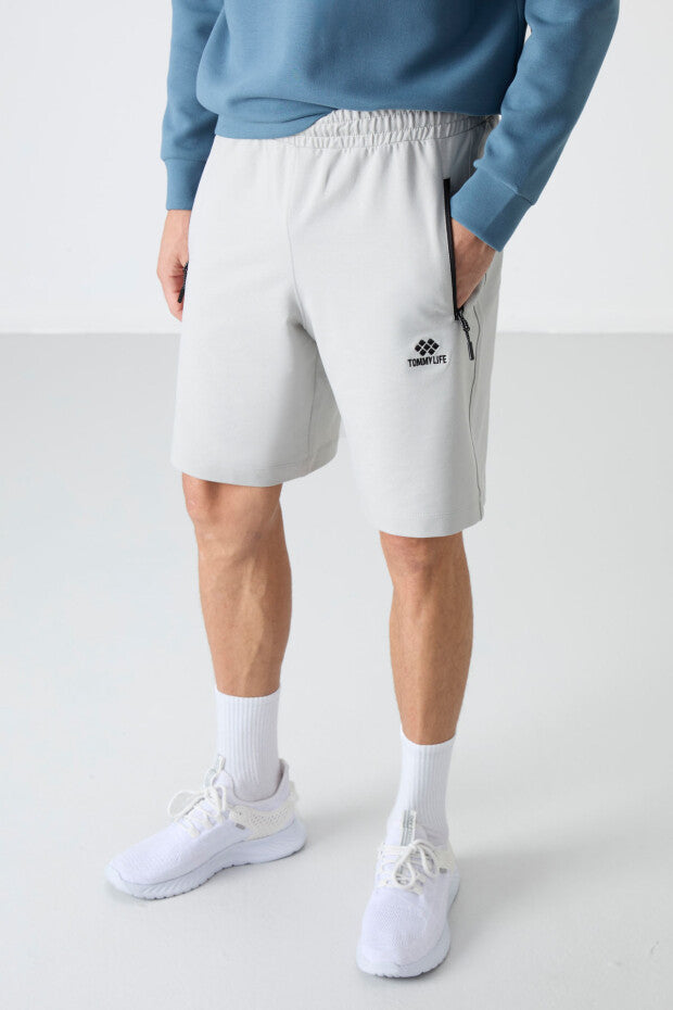Short homme à cordon avec poche arrière zippée – coupe standard sportive - 81136