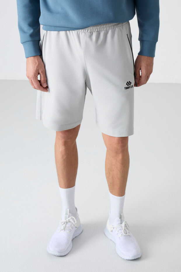 Short homme à cordon avec poche arrière zippée – coupe standard sportive - 81136
