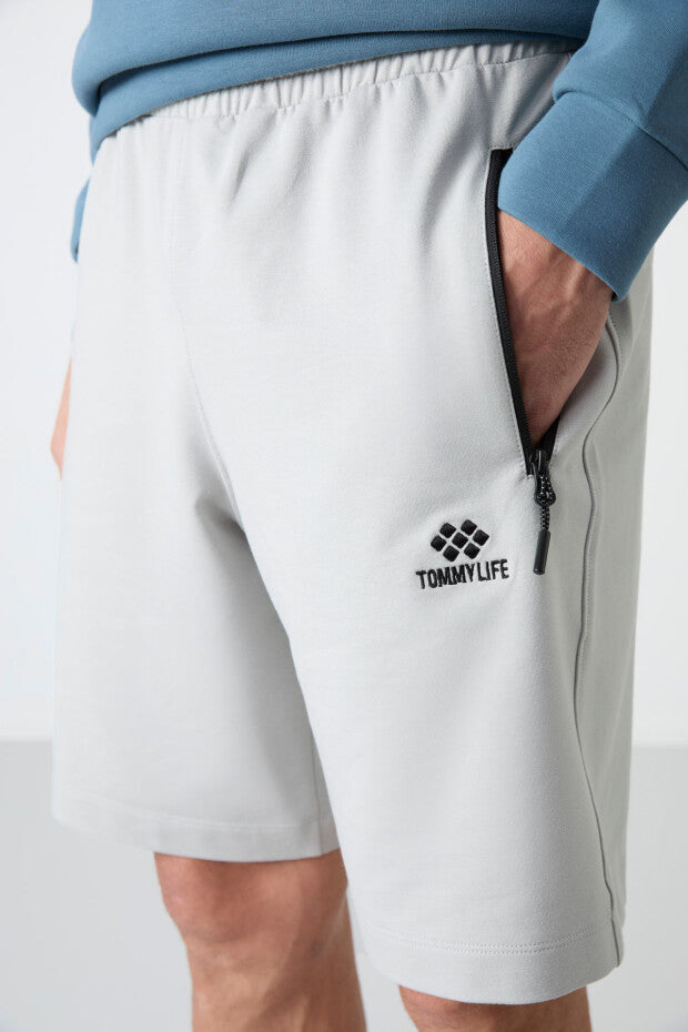 Short homme à cordon avec poche arrière zippée – coupe standard sportive - 81136
