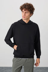 pamuk yumuşak dokulu kapüşonlu standart fit basic erkek sweatshirt - 88362