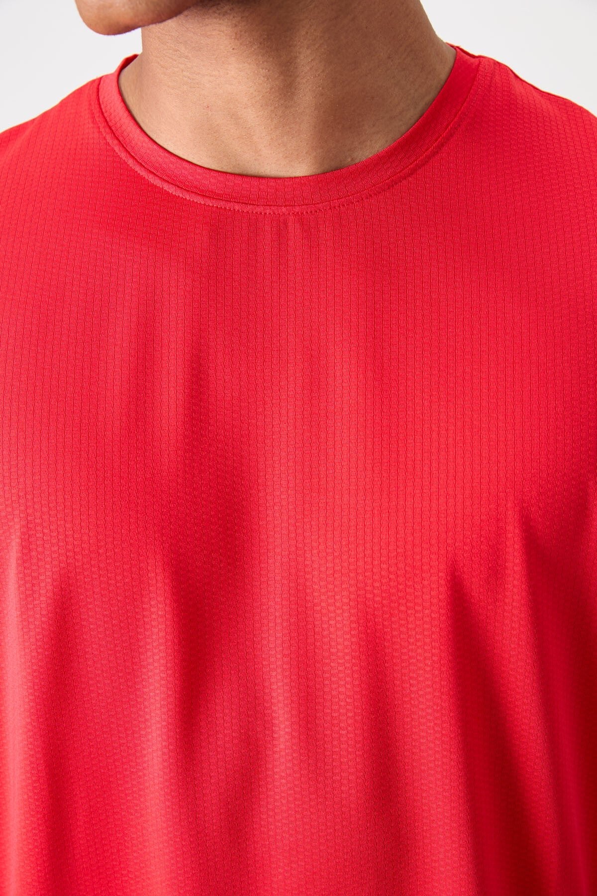 polyester nefes alan dokulu ince esnek standart fit erkek performans t-shirt - 88388 - Justyol